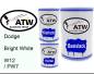 Preview: Dodge, Bright White, W12 / PW7: 500ml Lackdose + 500ml Klarlack + 250ml Härter - Set, von ATW Autoteile West.